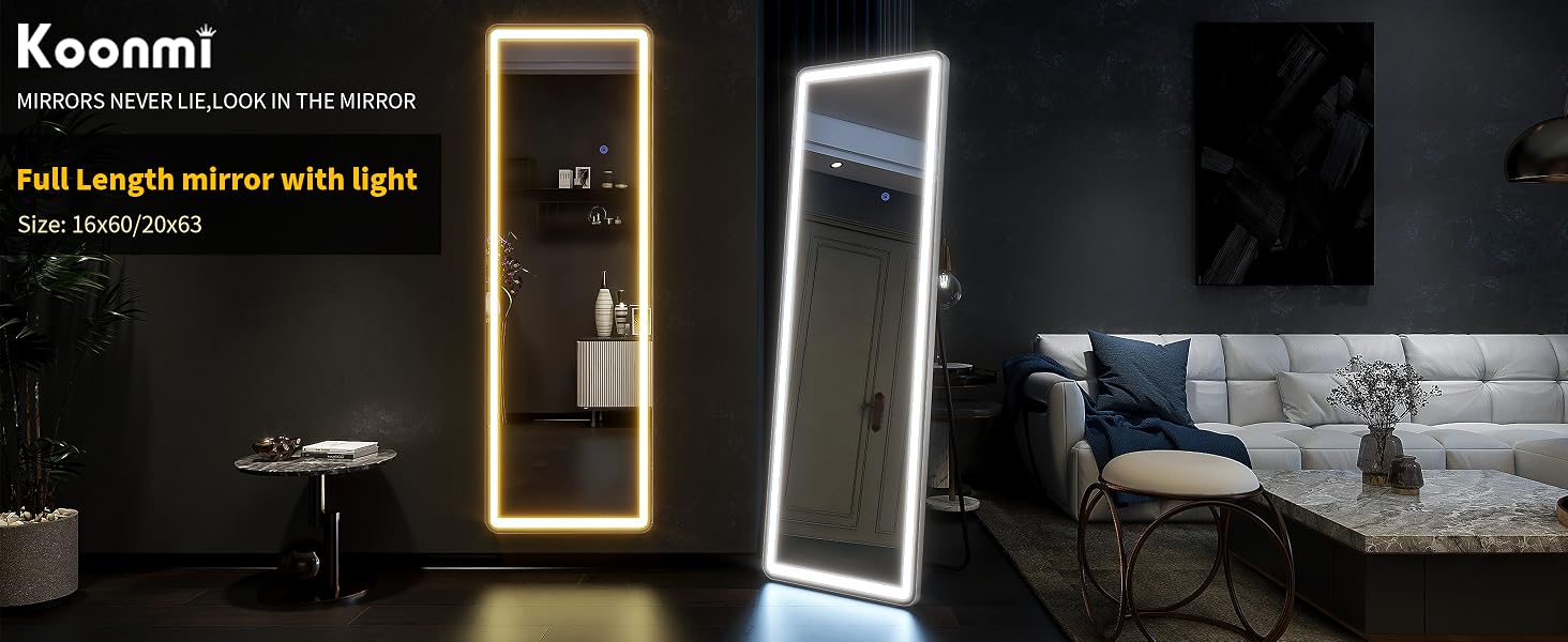 63"x20" Full Length Mirror with Lights,LED Mirror