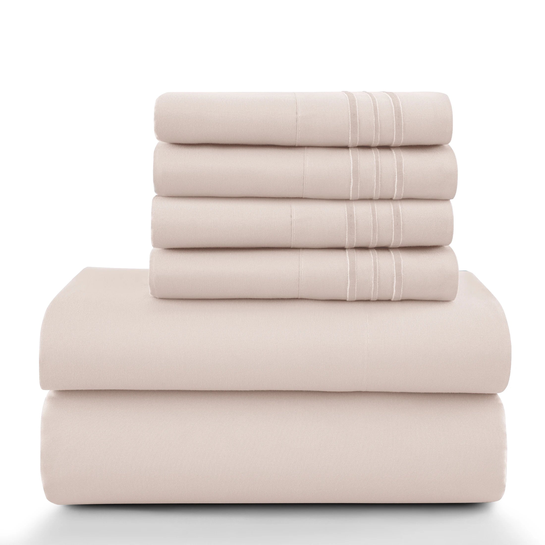 Lux Décor 6Pc Solid Sheet Set – Brushed Microfiber, 16" Deep Pockets, Assorted colors