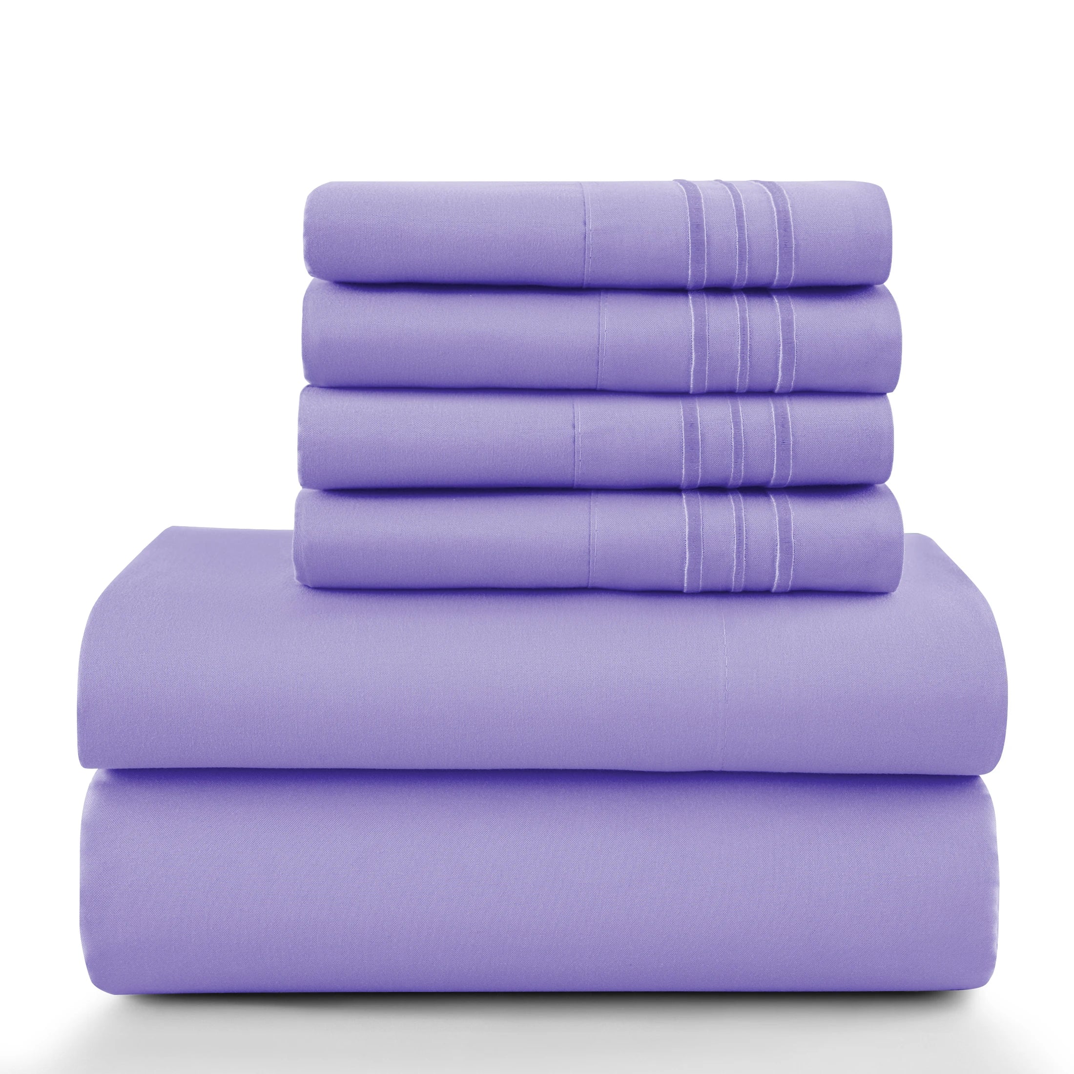 Lux Décor 6Pc Solid Sheet Set – Brushed Microfiber, 16" Deep Pockets, Assorted colors