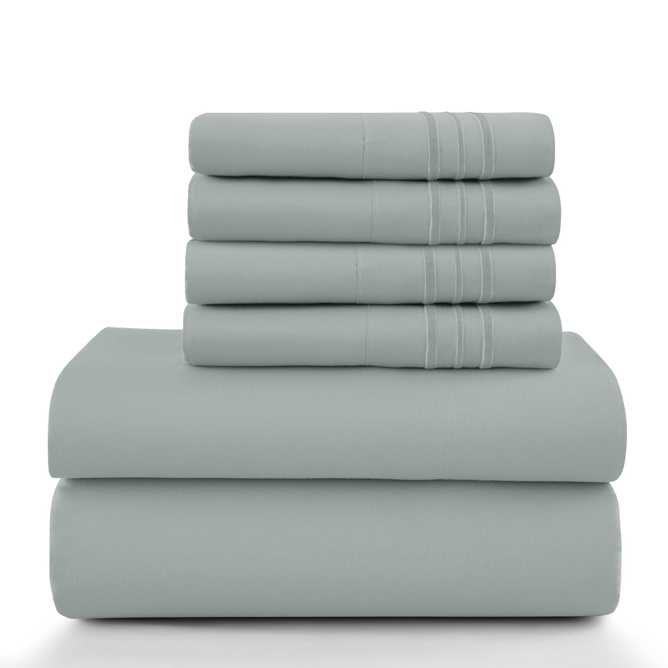 Lux Décor 6Pc Solid Sheet Set – Brushed Microfiber, 16" Deep Pockets, Assorted colors
