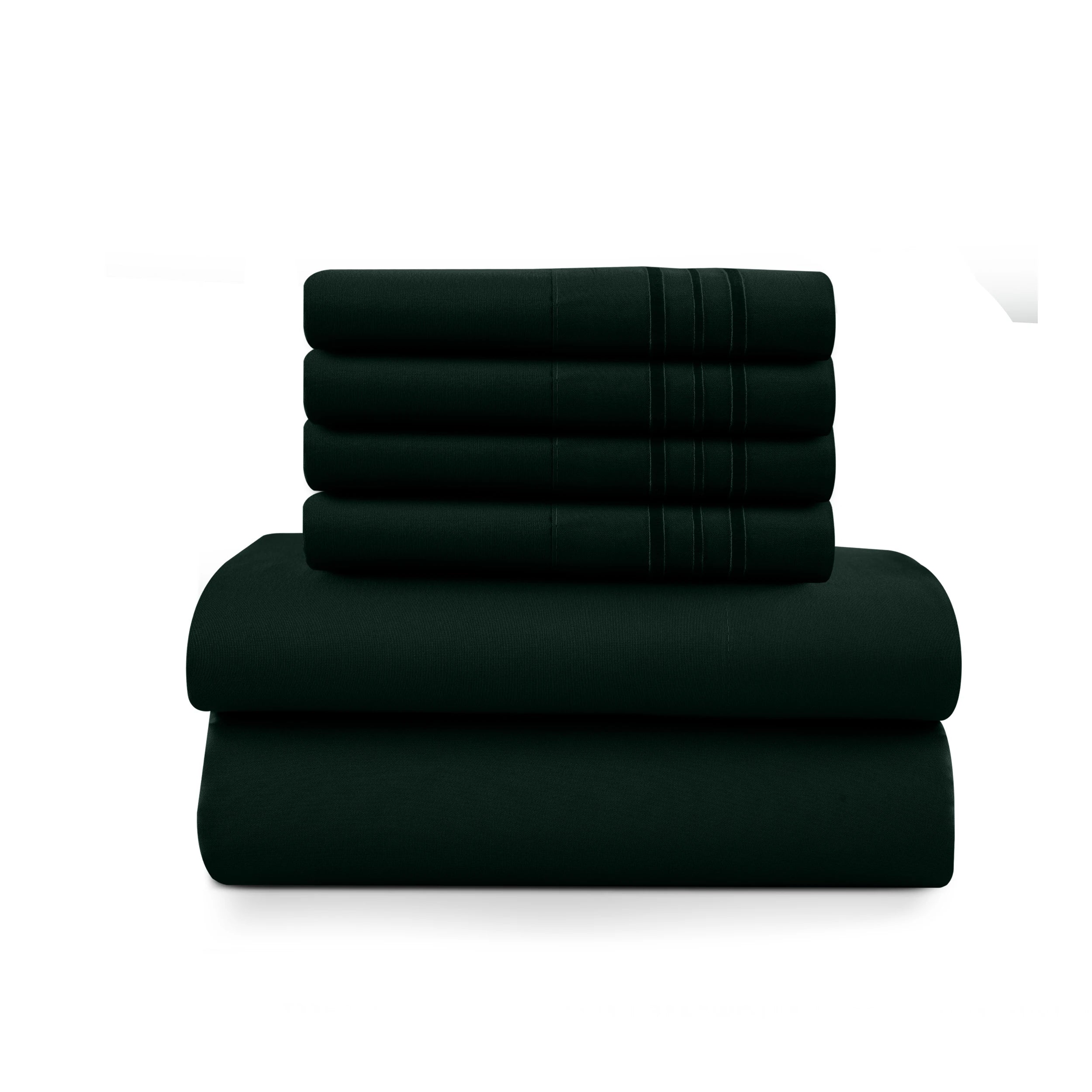 Lux Décor 6Pc Solid Sheet Set – Brushed Microfiber, 16" Deep Pockets, Assorted colors