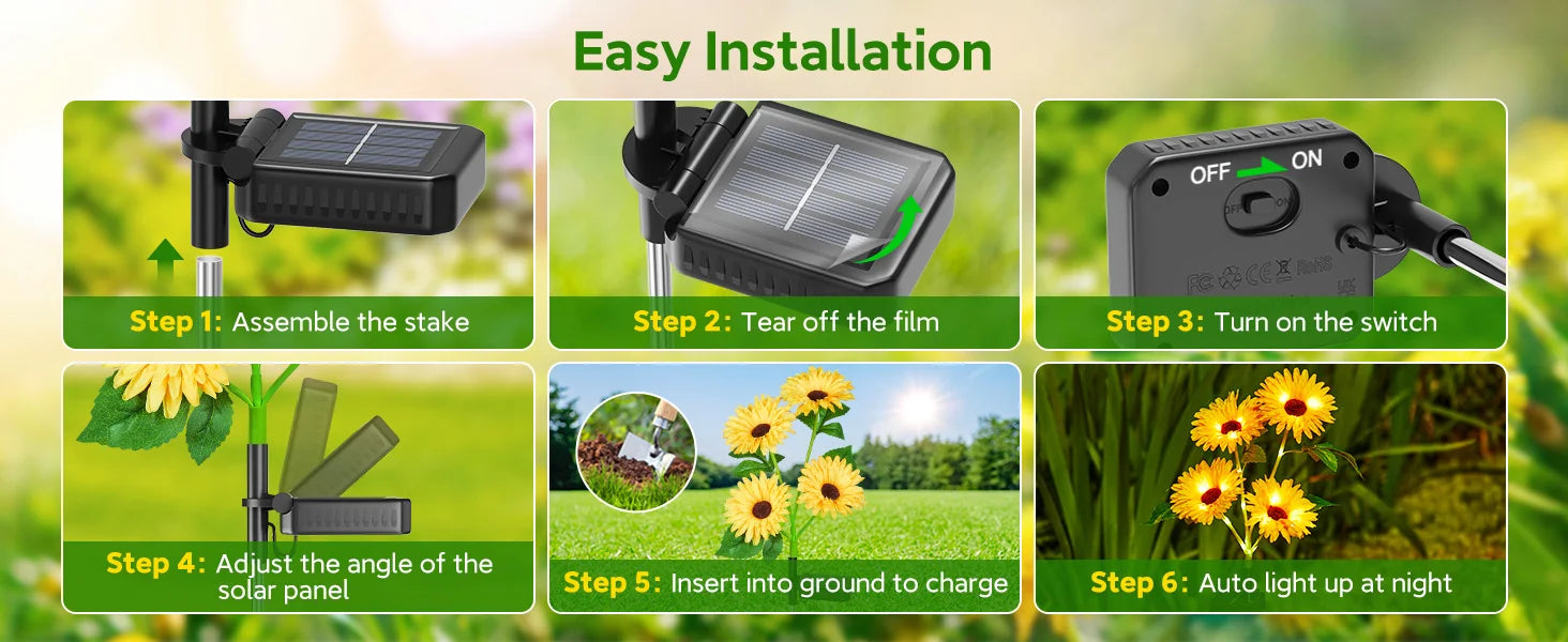Solar Outdoor Garden Lights, 16 (4 pack)Glowing Daisy Flowers