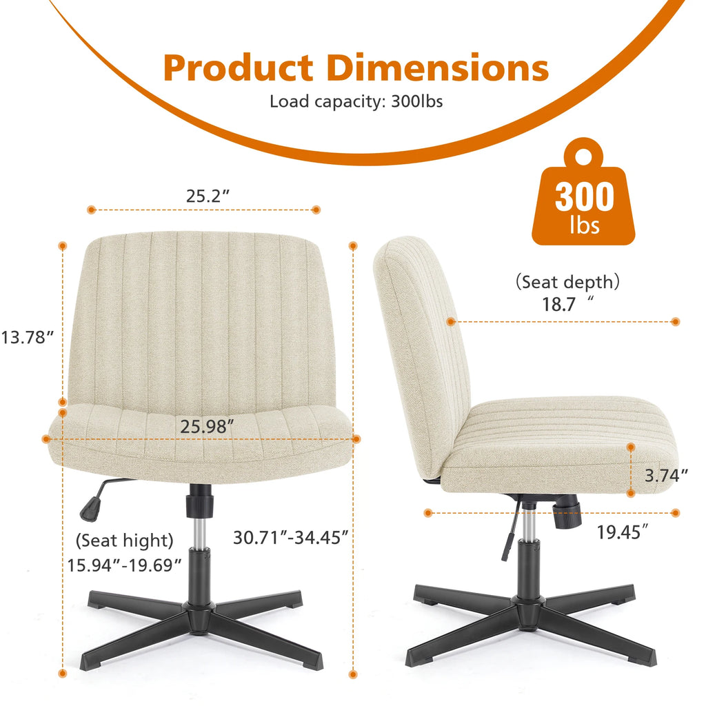 Durable Wide Seat and Cross Legged Office Chair
