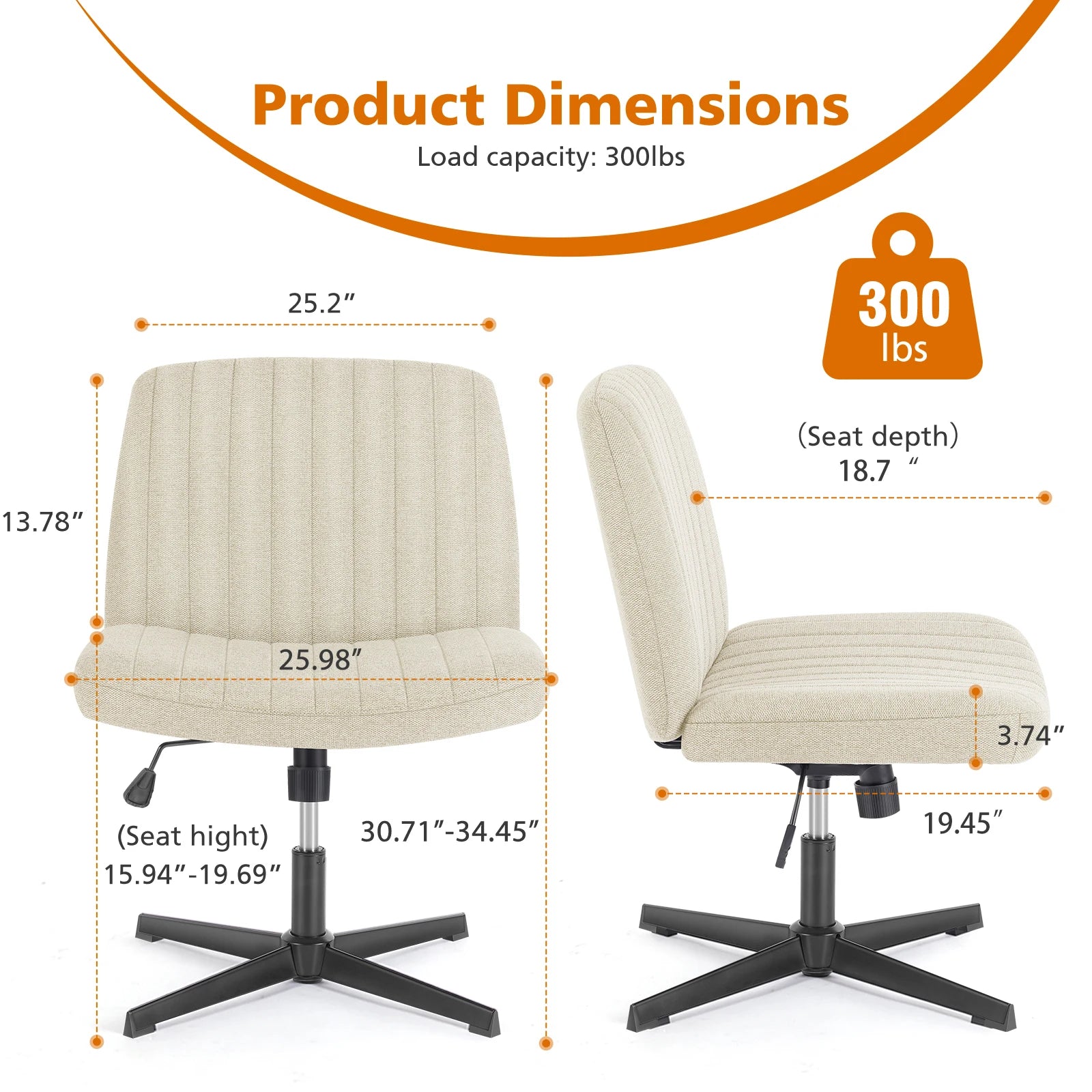 Durable Wide Seat and Cross Legged Office Chair