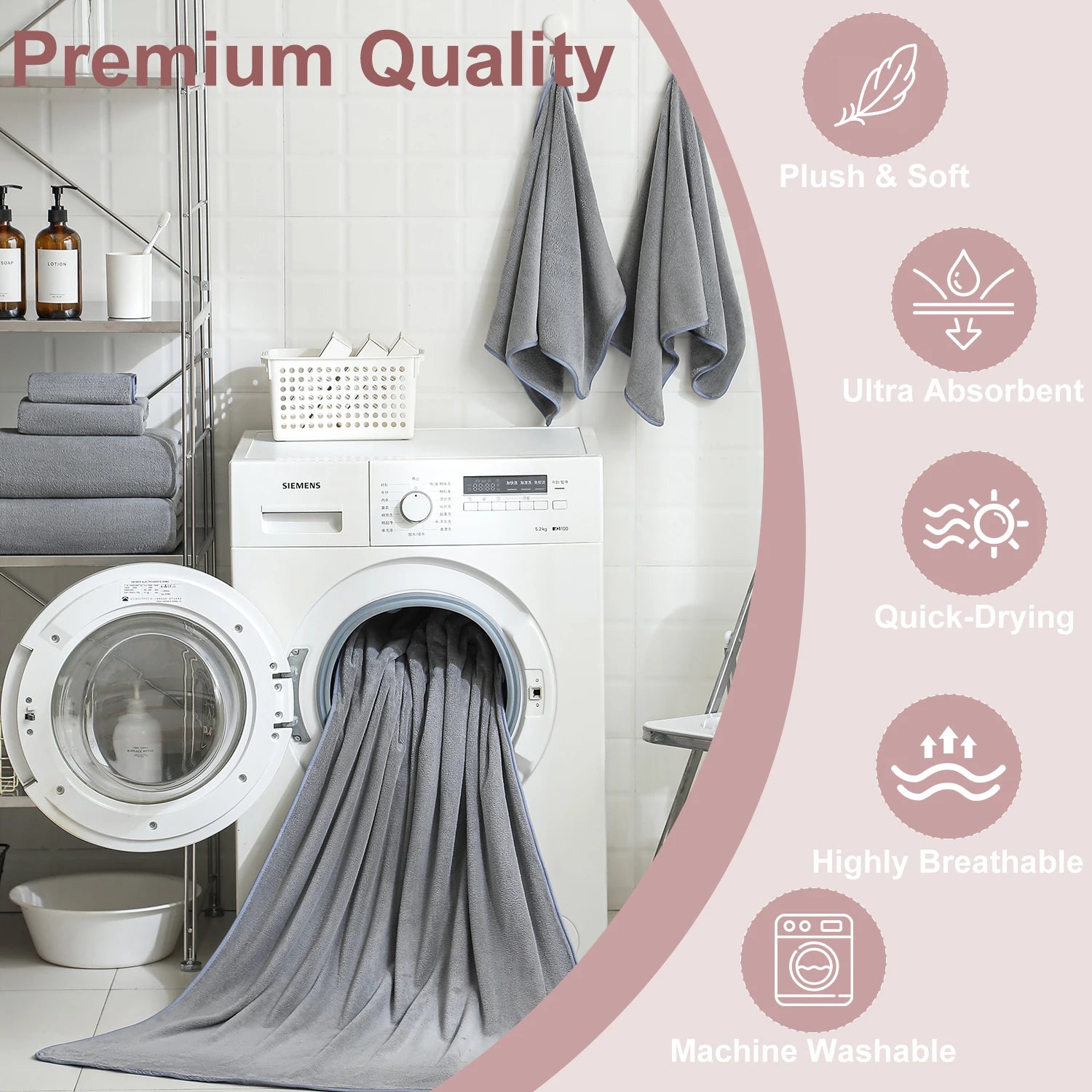 8Pcs Oversized Bath Towel Set   Assorted Colors
