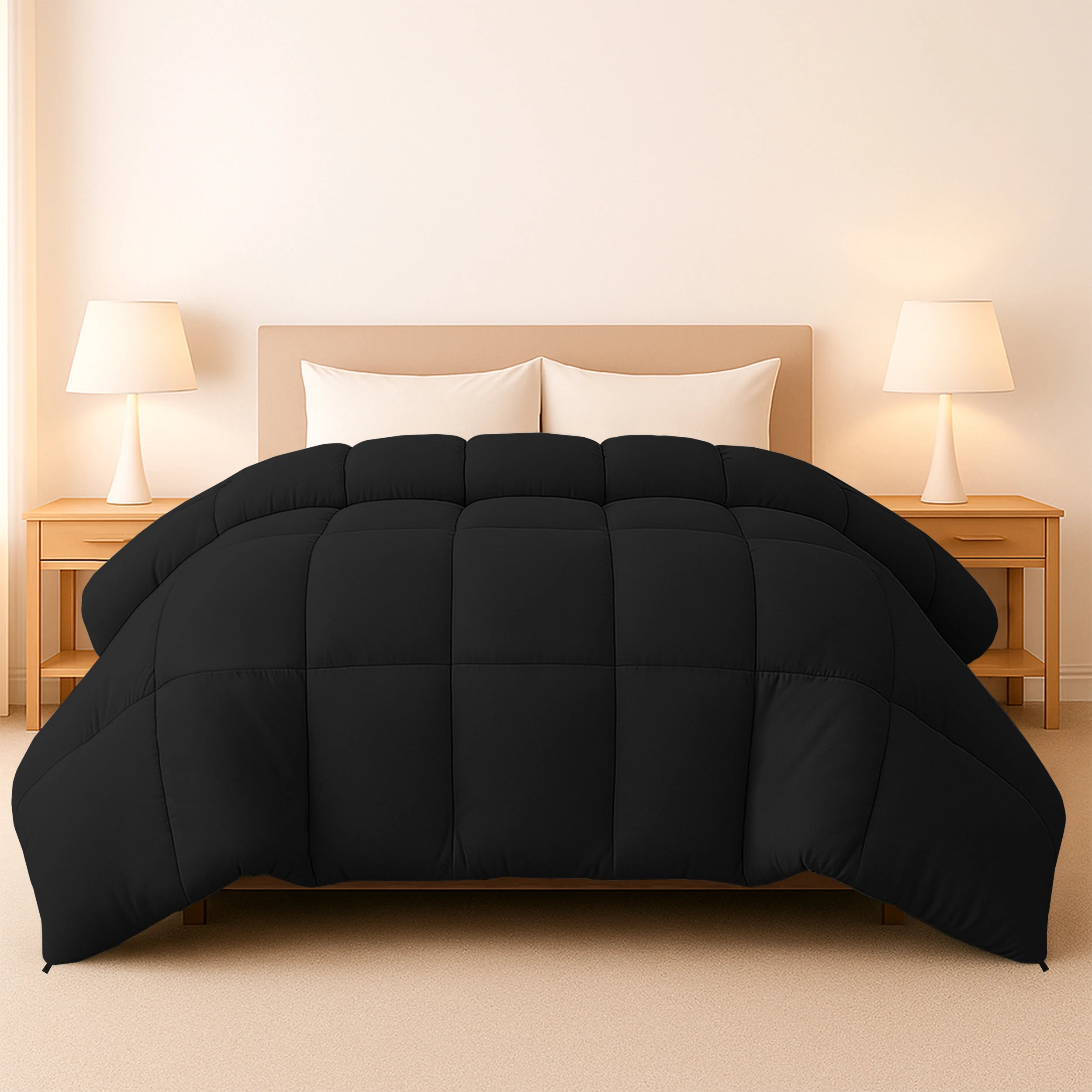 Down Alternative Comforter – 1 Piece Fluffy Duvet Insert with Box Stitch Design 102" x 90"