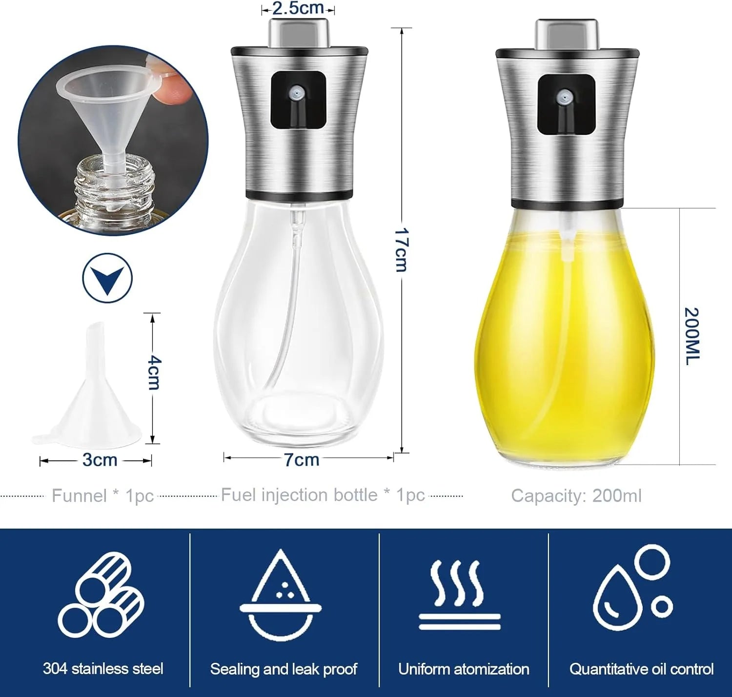 Make it Easy Oil Sprayer For Cooking 200ML Olive Oil Fine Mist Spray Bottle  2 styles