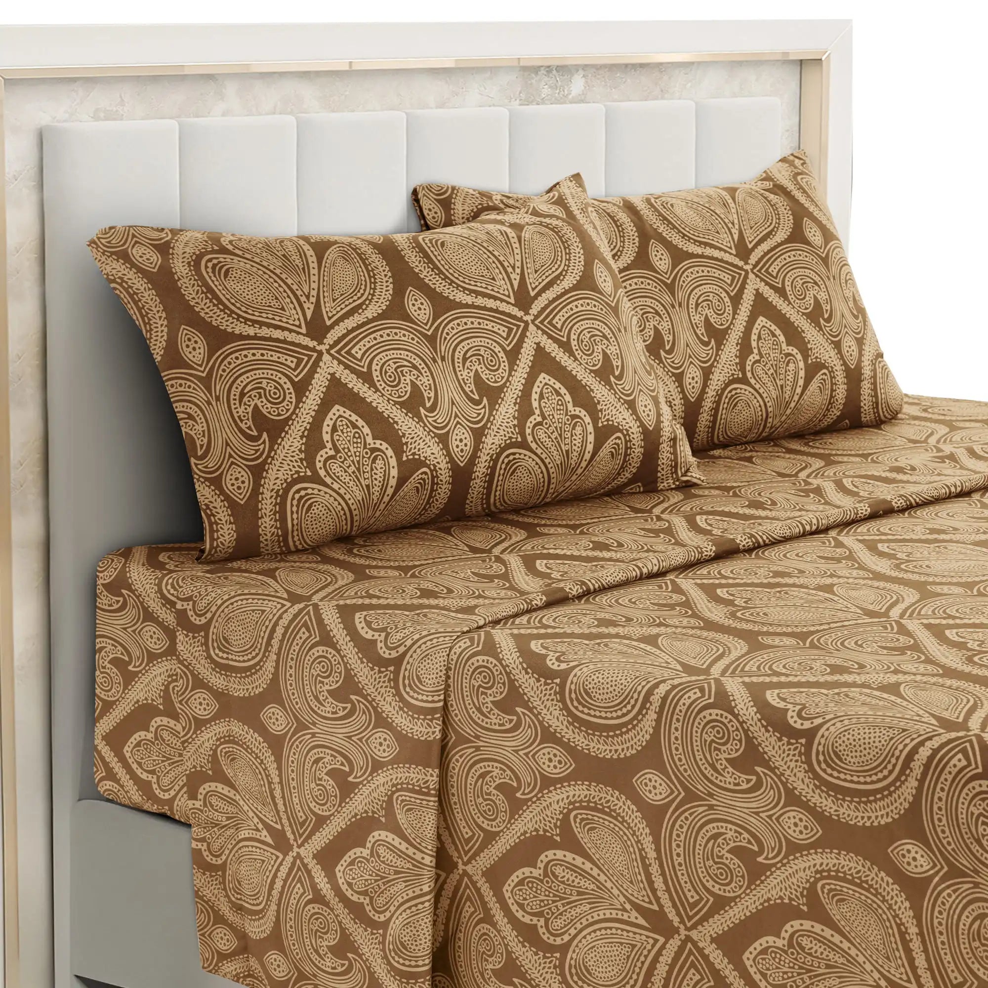 4-Piece Paisley Bed Sheet Set – Soft Brushed Microfiber Sheets with 16" Deep Pockets
