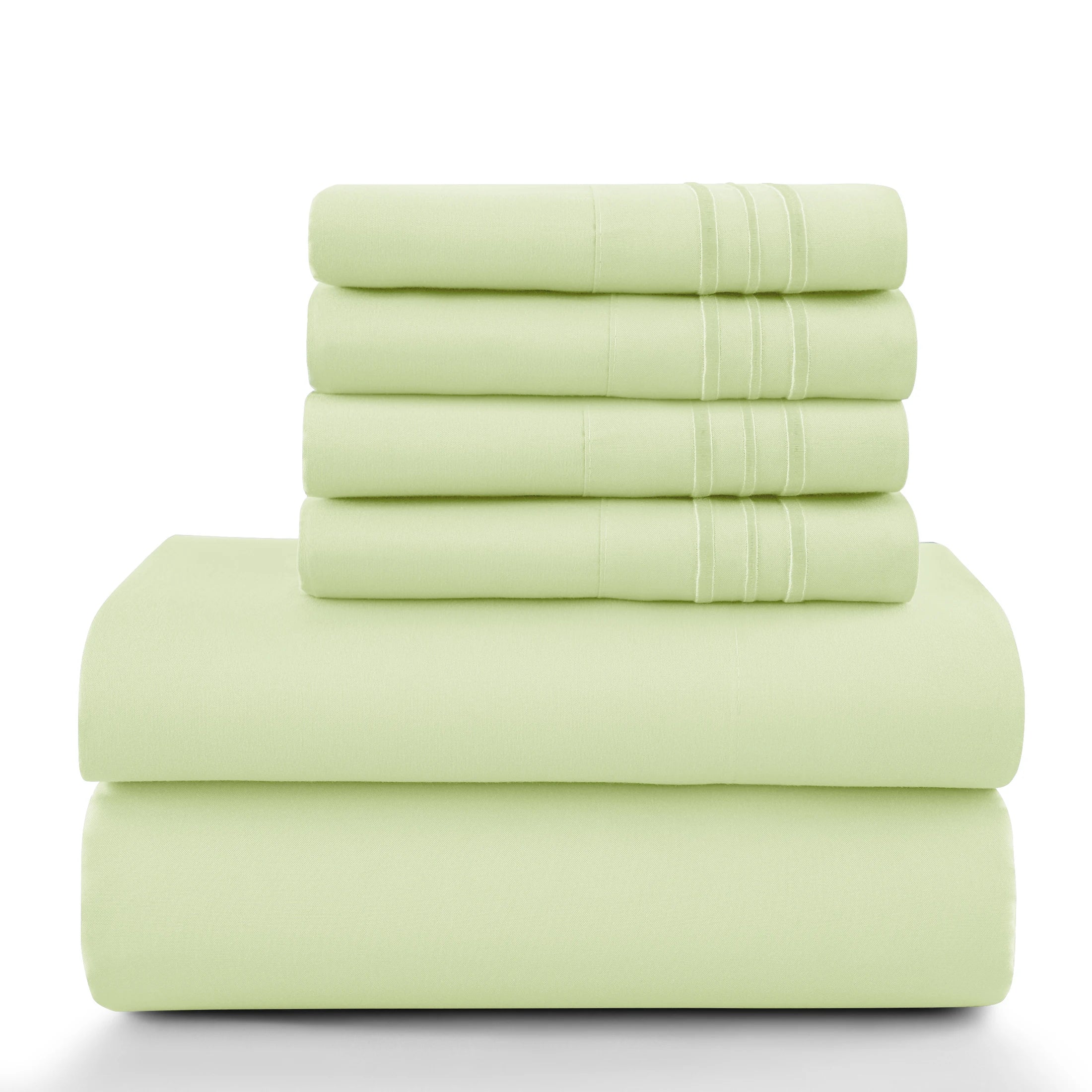 Lux Décor 6Pc Solid Sheet Set – Brushed Microfiber, 16" Deep Pockets, Assorted colors