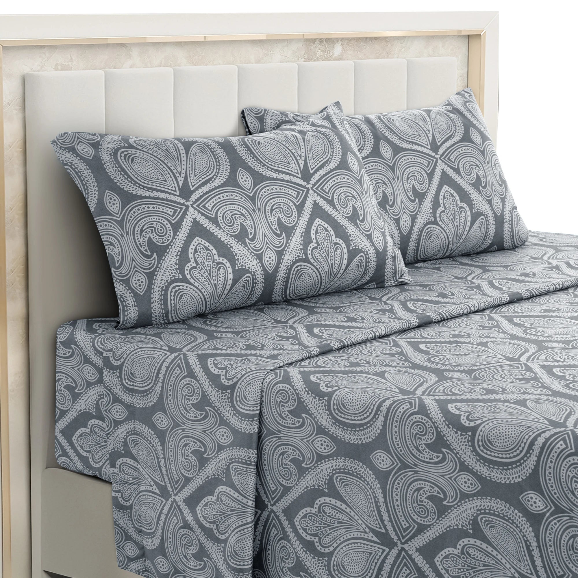 4-Piece Paisley Bed Sheet Set – Soft Brushed Microfiber Sheets with 16" Deep Pockets