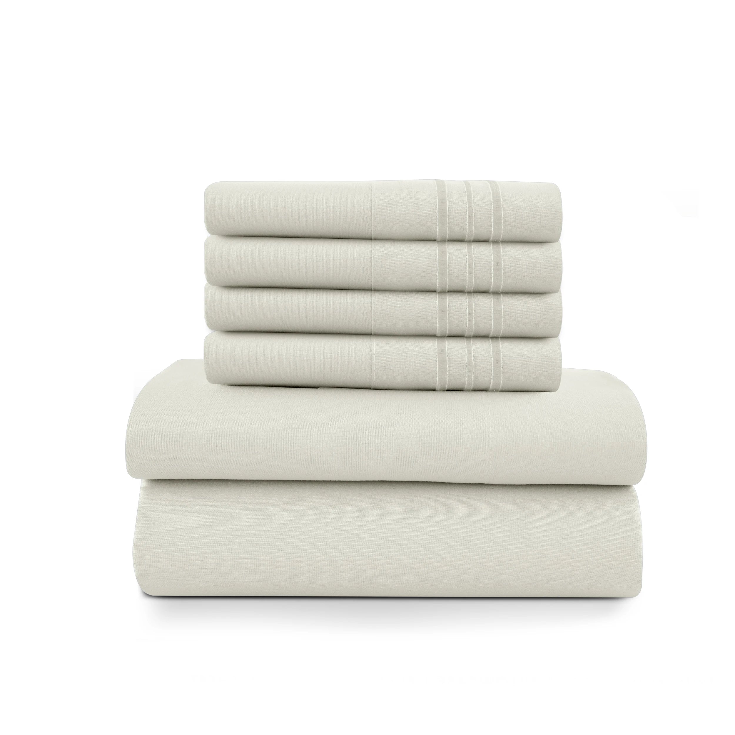 Lux Décor 6Pc Solid Sheet Set – Brushed Microfiber, 16" Deep Pockets, Assorted colors