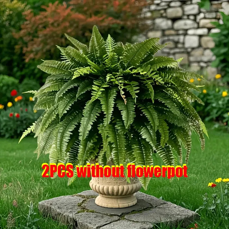 Elegant Boston fern decor; 2 pcs of high-end artificial plants, indoor and outdoor hanging decor