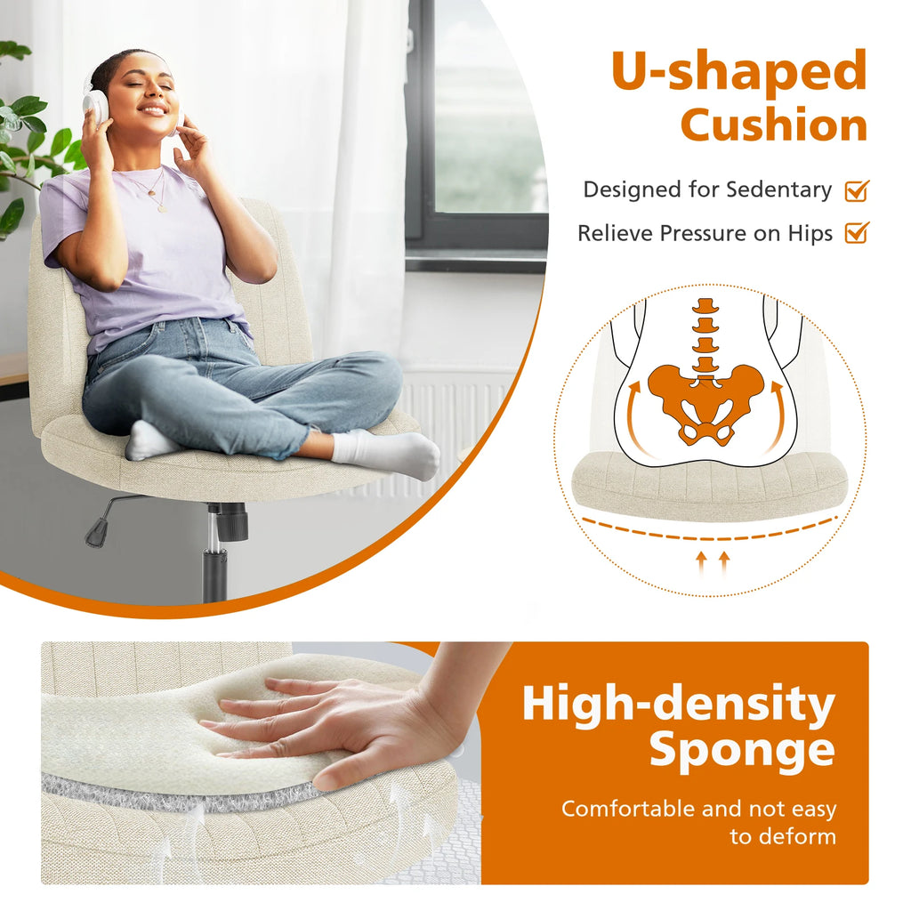 Durable Wide Seat and Cross Legged Office Chair