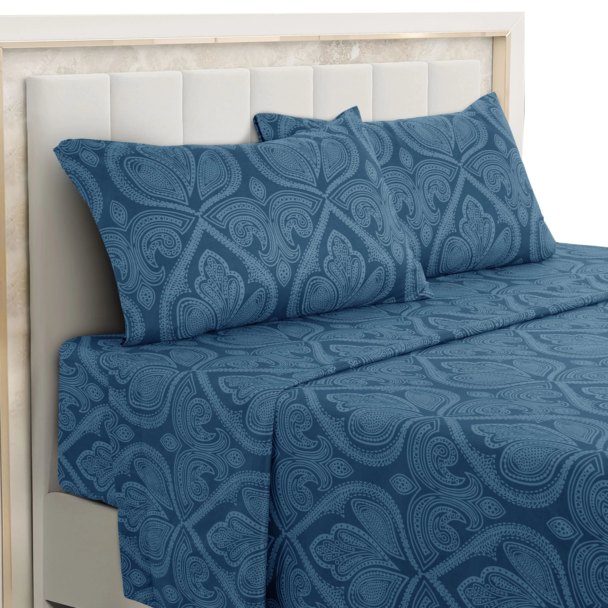 4-Piece Paisley Bed Sheet Set – Soft Brushed Microfiber Sheets with 16" Deep Pockets