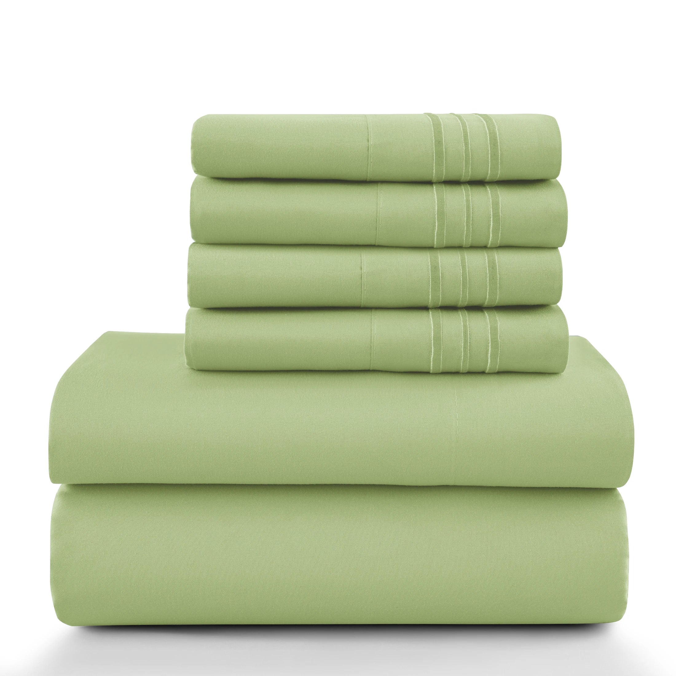 Lux Décor 6Pc Solid Sheet Set – Brushed Microfiber, 16" Deep Pockets, Assorted colors