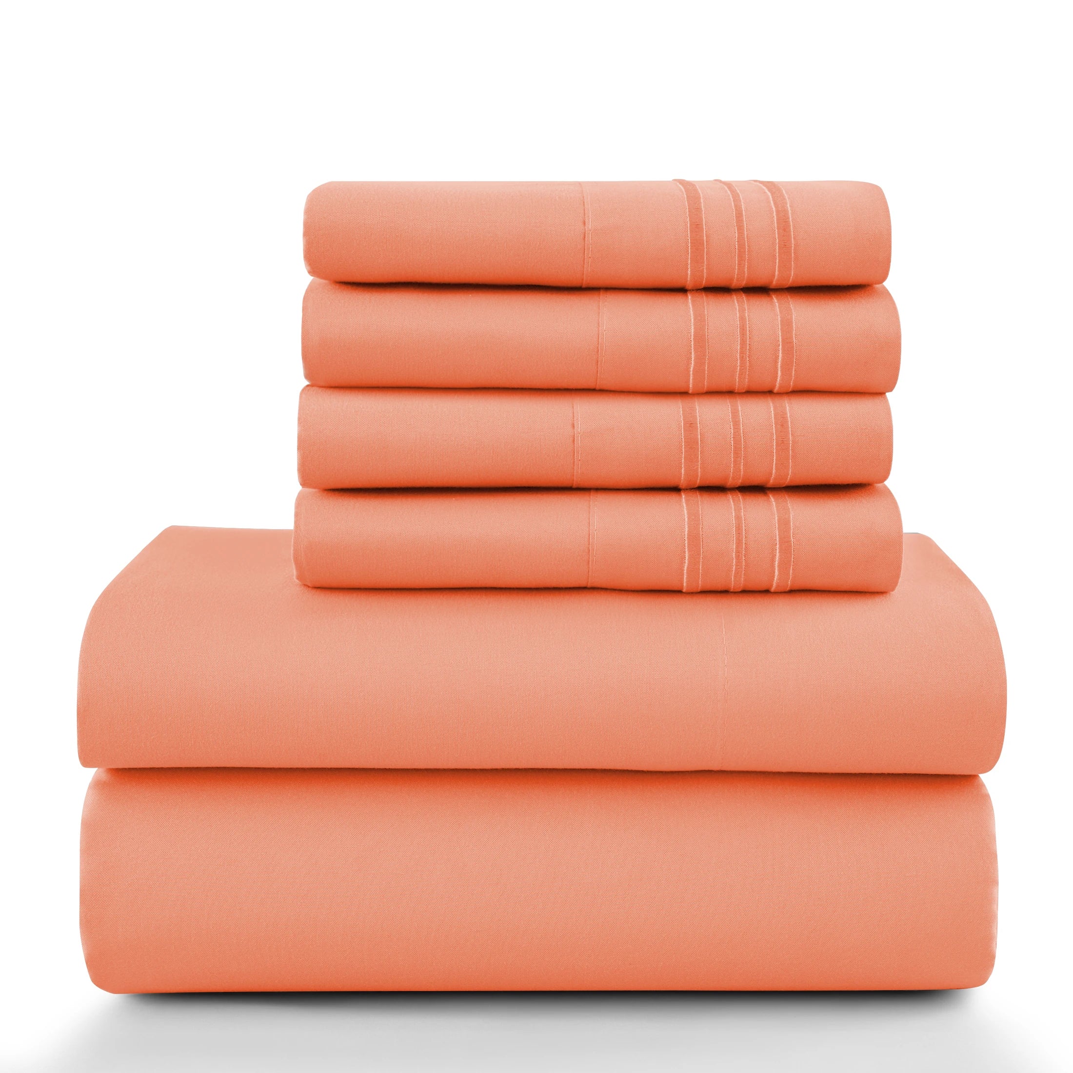 Lux Décor 6Pc Solid Sheet Set – Brushed Microfiber, 16" Deep Pockets, Assorted colors