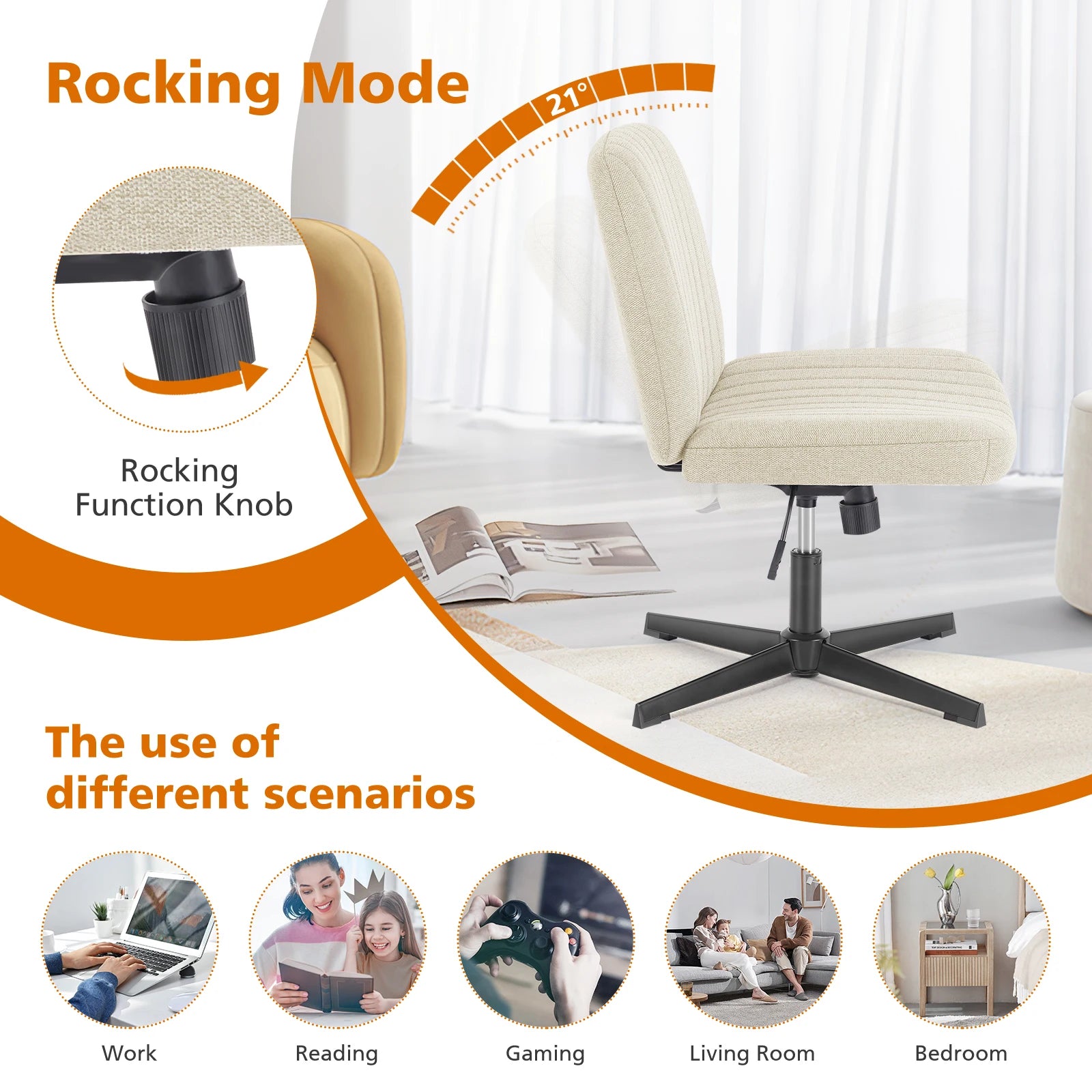 Durable Wide Seat and Cross Legged Office Chair