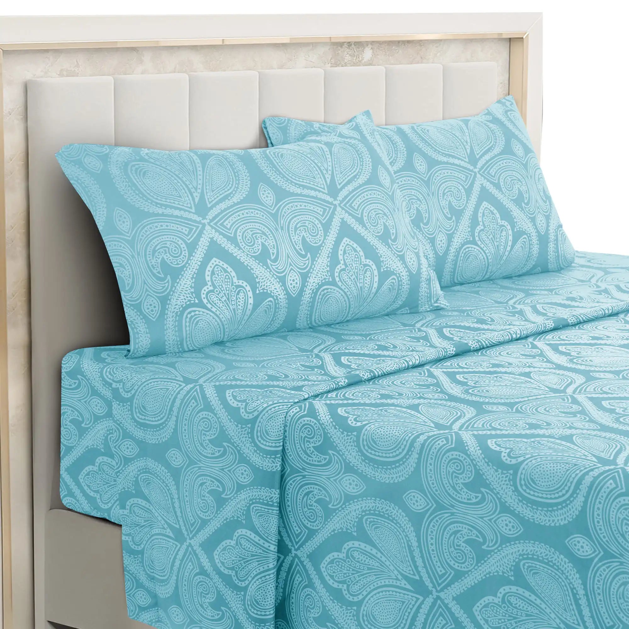 4-Piece Paisley Bed Sheet Set – Soft Brushed Microfiber Sheets with 16" Deep Pockets