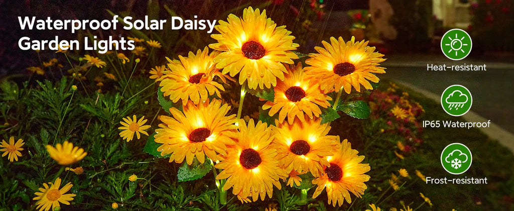 Solar Outdoor Garden Lights, 16 (4 pack)Glowing Daisy Flowers