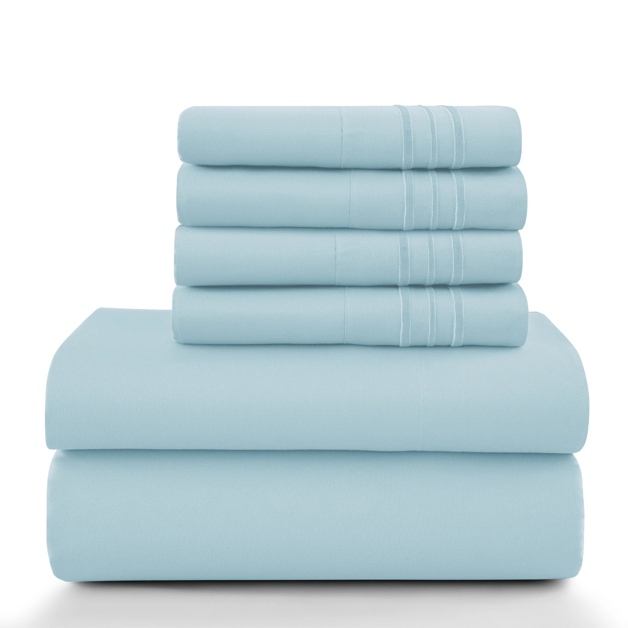 Lux Décor 6Pc Solid Sheet Set – Brushed Microfiber, 16" Deep Pockets, Assorted colors