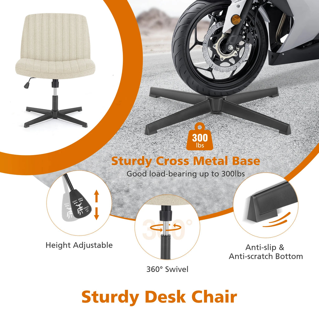 Durable Wide Seat and Cross Legged Office Chair