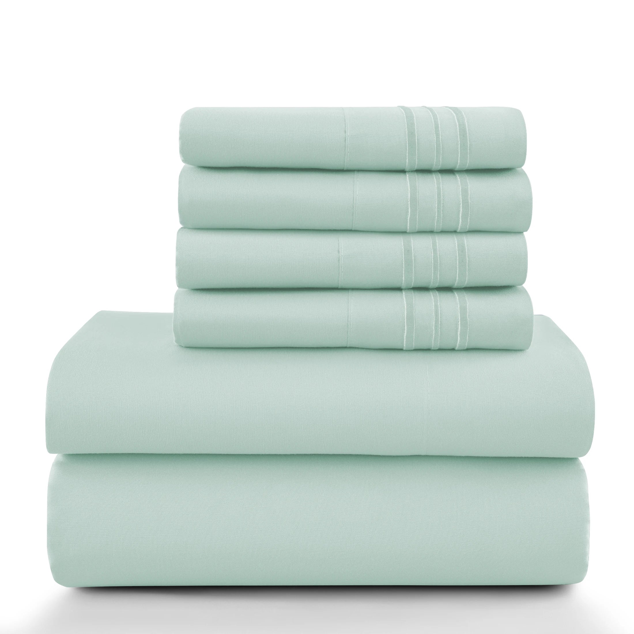Lux Décor 6Pc Solid Sheet Set – Brushed Microfiber, 16" Deep Pockets, Assorted colors