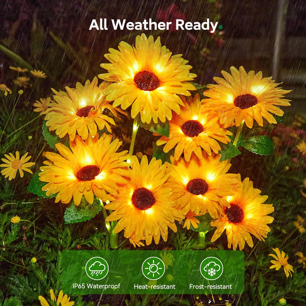 Solar Outdoor Garden Lights, 16 (4 pack)Glowing Daisy Flowers