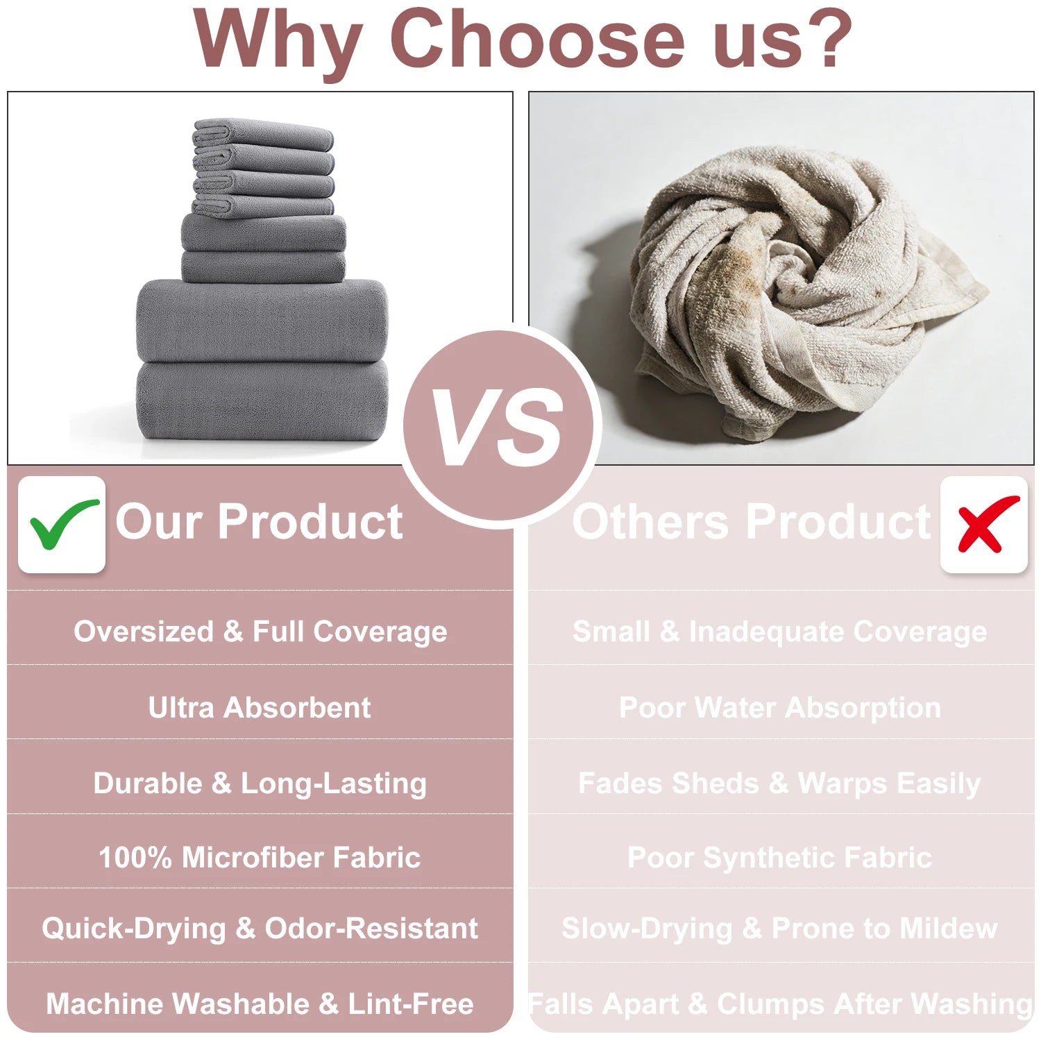 8Pcs Oversized Bath Towel Set   Assorted Colors
