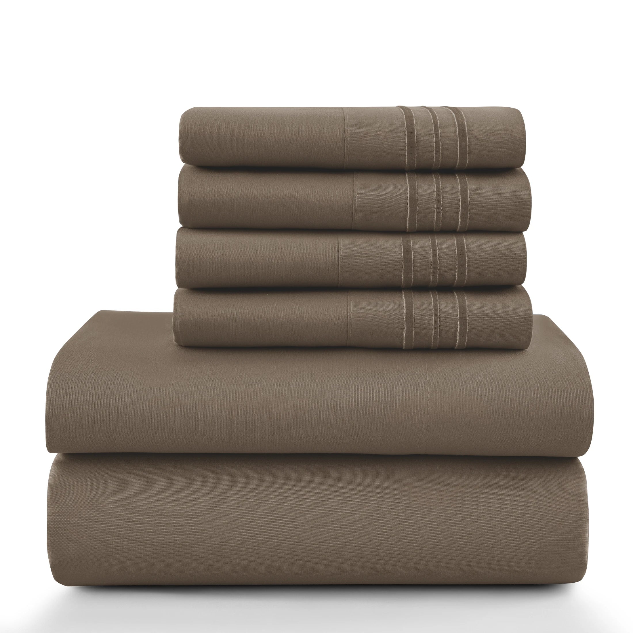 Lux Décor 6Pc Solid Sheet Set – Brushed Microfiber, 16" Deep Pockets, Assorted colors