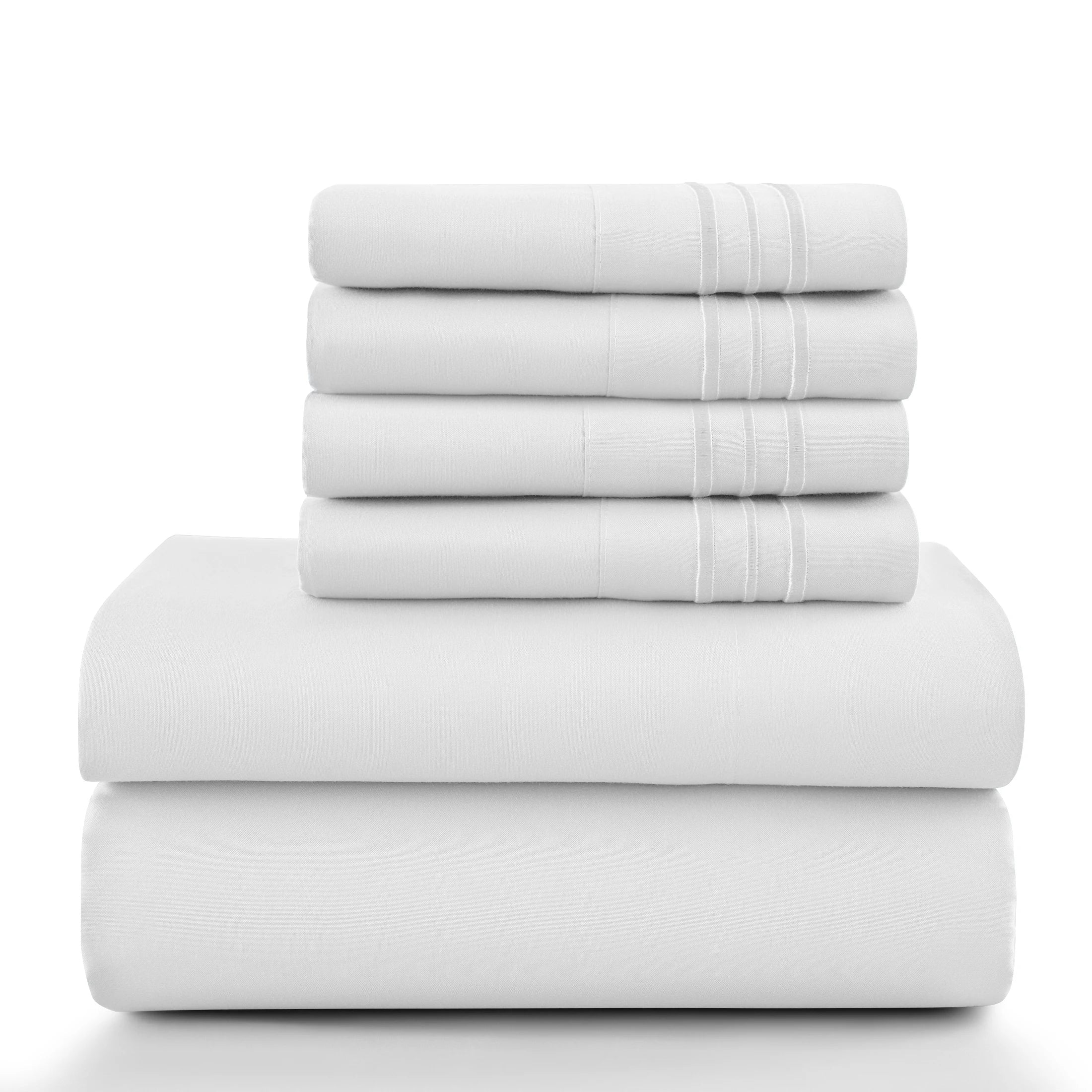 Lux Décor 6Pc Solid Sheet Set – Brushed Microfiber, 16" Deep Pockets, Assorted colors