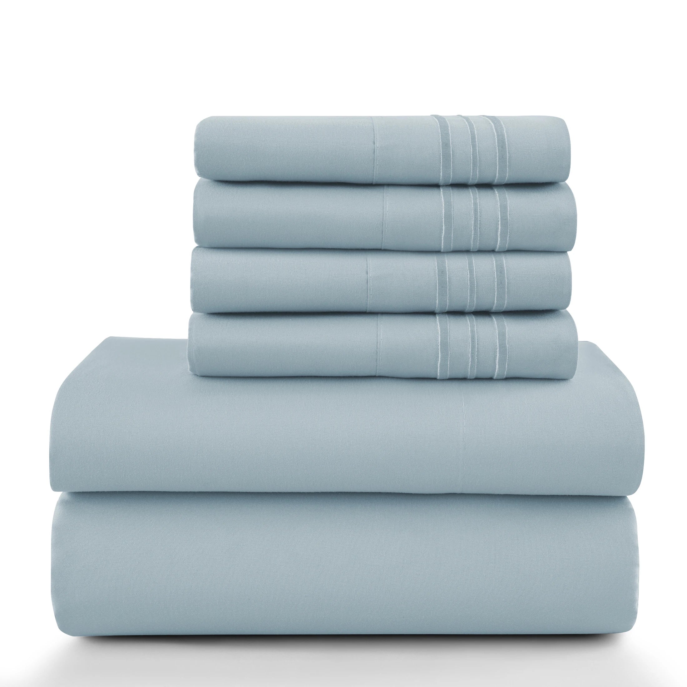 Lux Décor 6Pc Solid Sheet Set – Brushed Microfiber, 16" Deep Pockets, Assorted colors