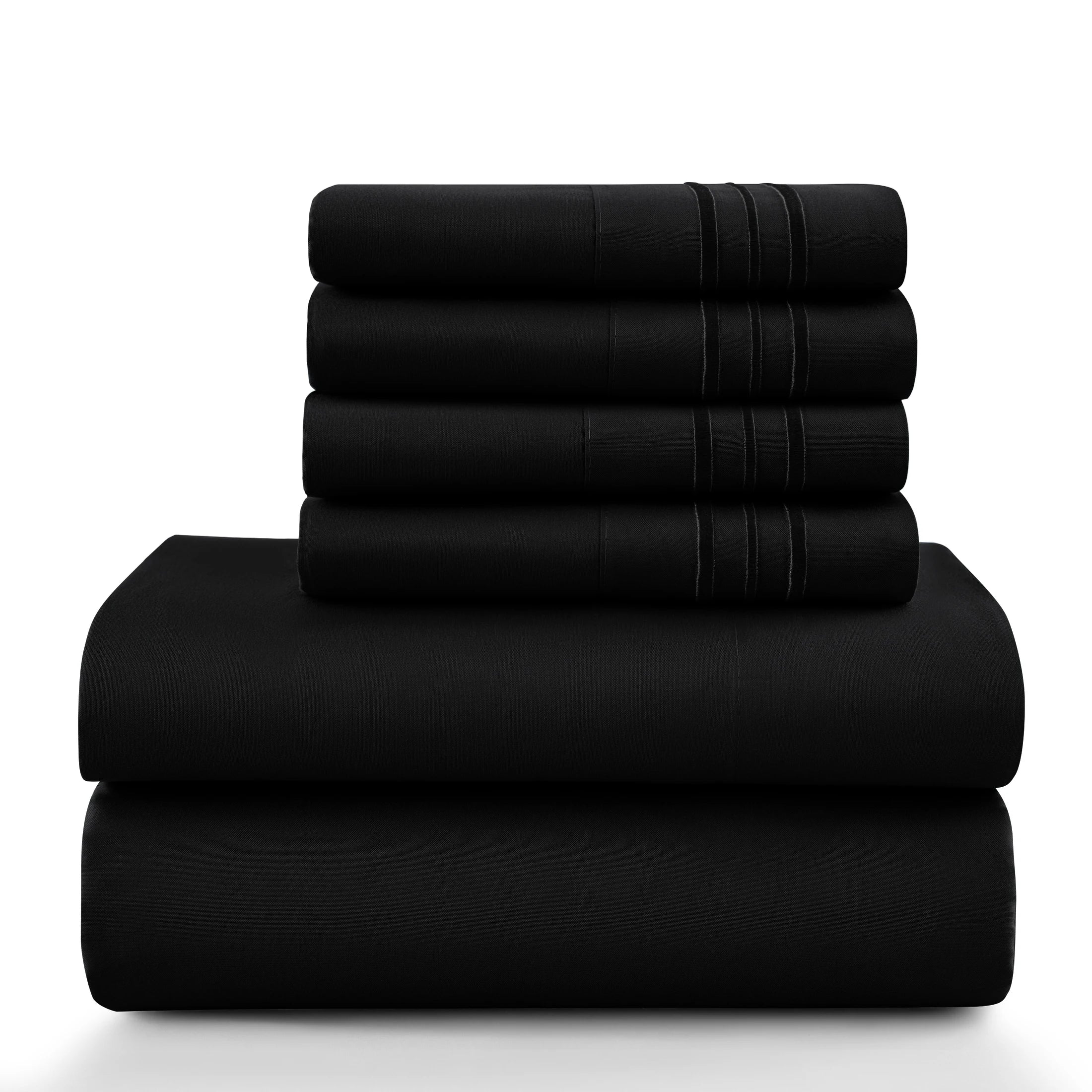Lux Décor 6Pc Solid Sheet Set – Brushed Microfiber, 16" Deep Pockets, Assorted colors