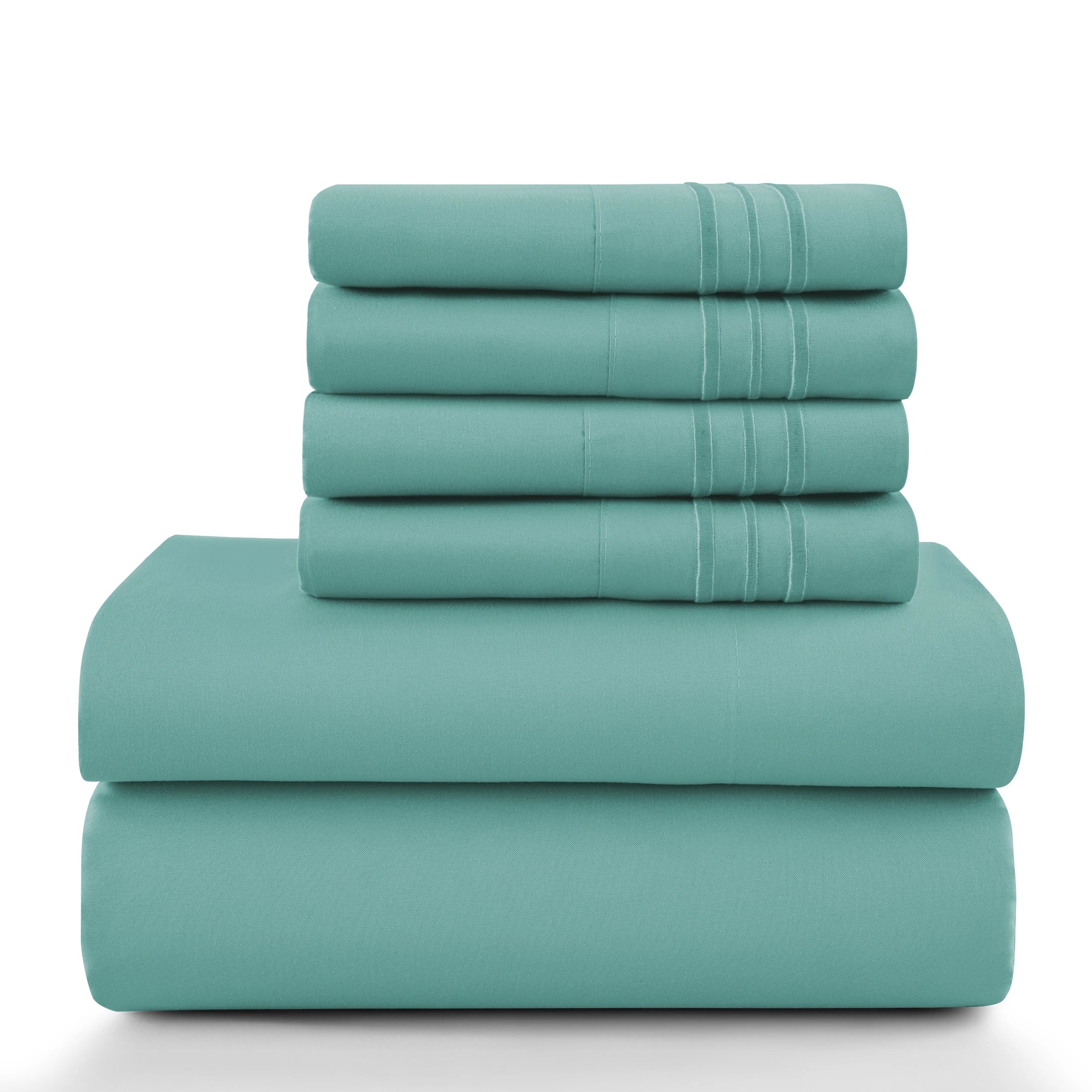 Lux Décor 6Pc Solid Sheet Set – Brushed Microfiber, 16" Deep Pockets, Assorted colors