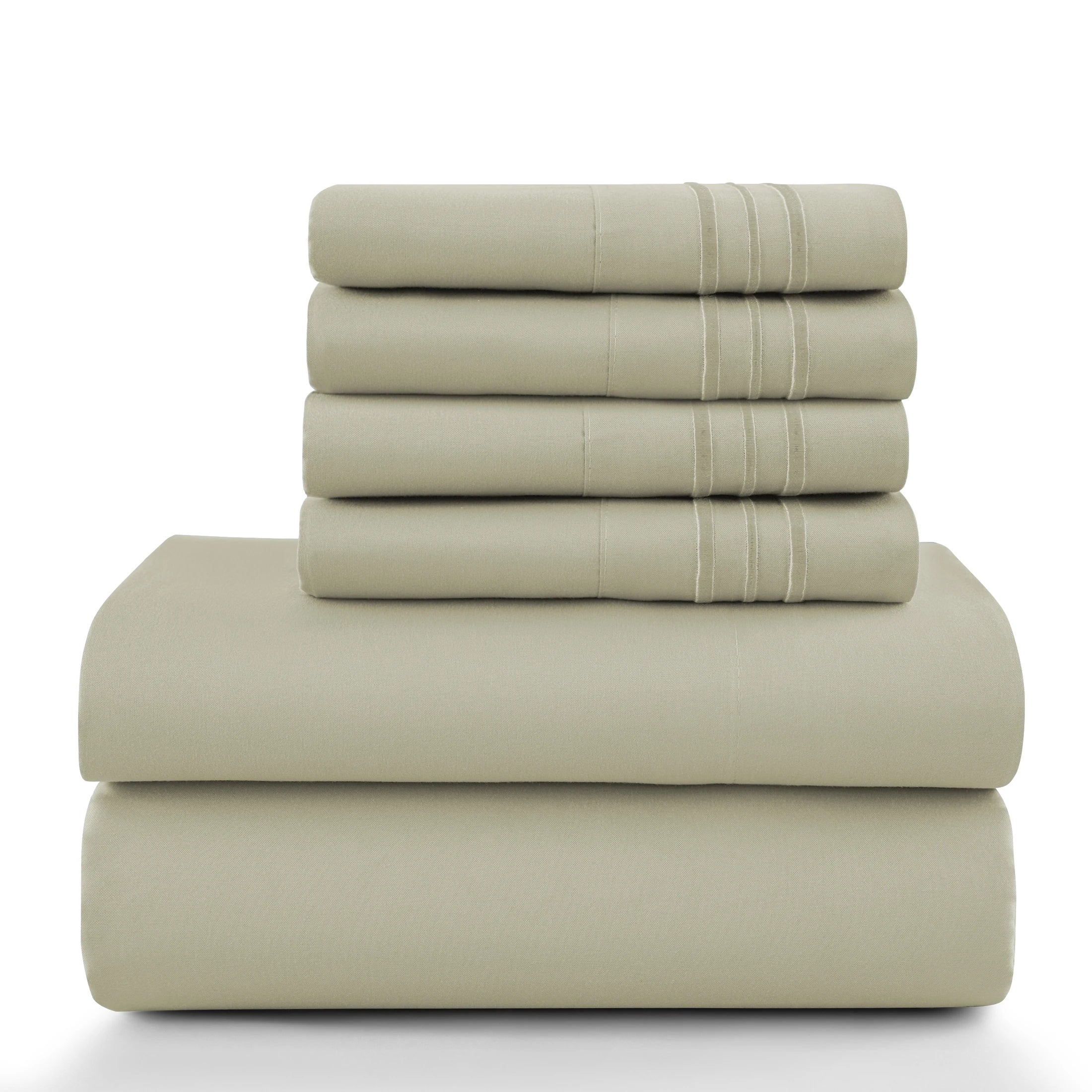 Lux Décor 6Pc Solid Sheet Set – Brushed Microfiber, 16" Deep Pockets, Assorted colors