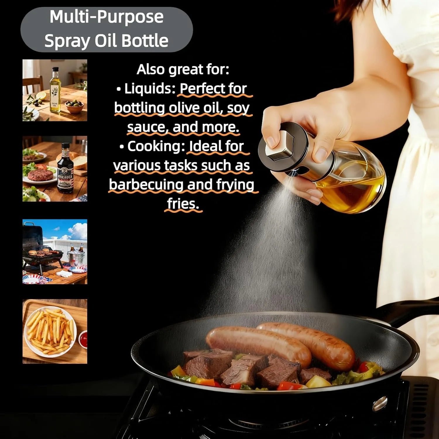 Make it Easy Oil Sprayer For Cooking 200ML Olive Oil Fine Mist Spray Bottle  2 styles