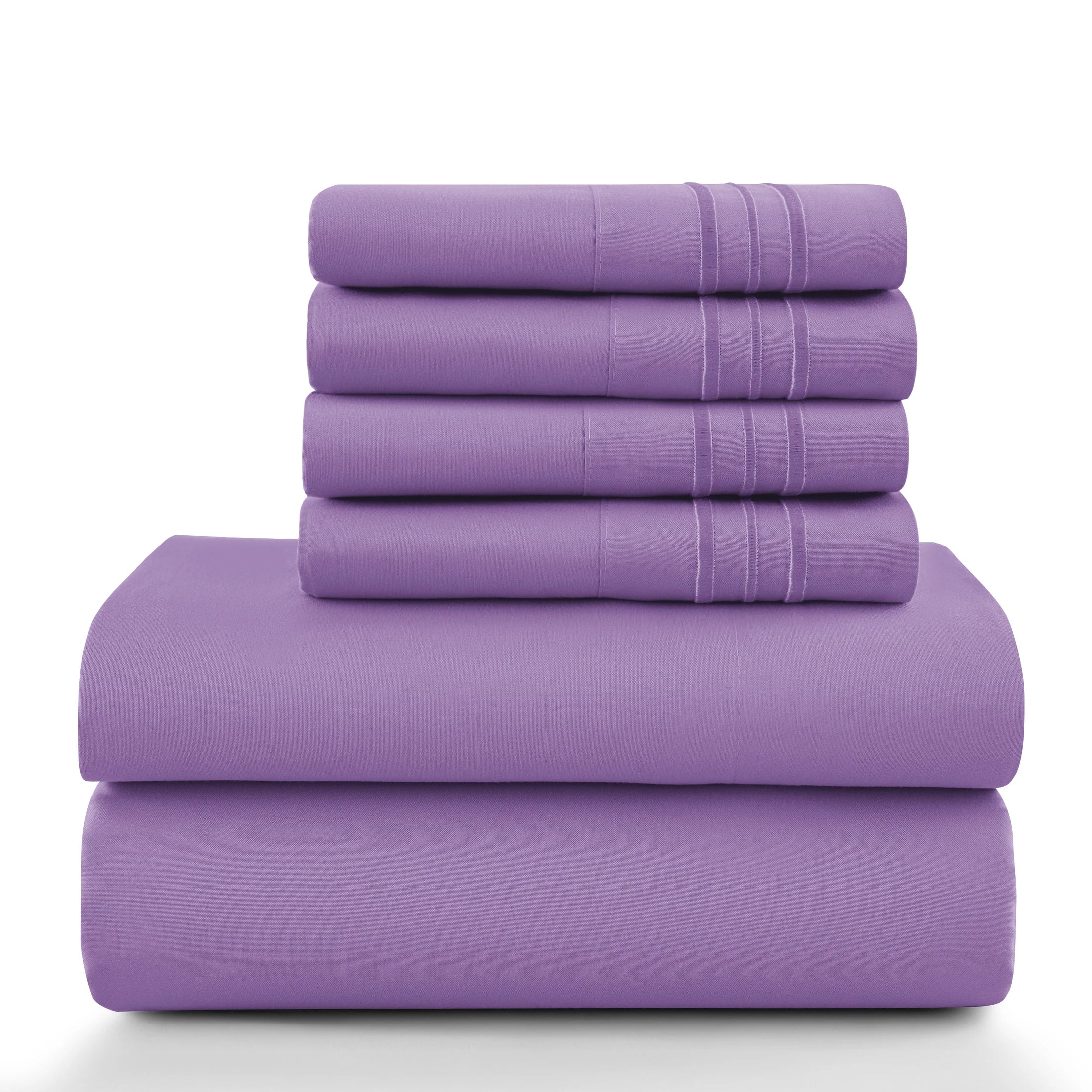 Lux Décor 6Pc Solid Sheet Set – Brushed Microfiber, 16" Deep Pockets, Assorted colors