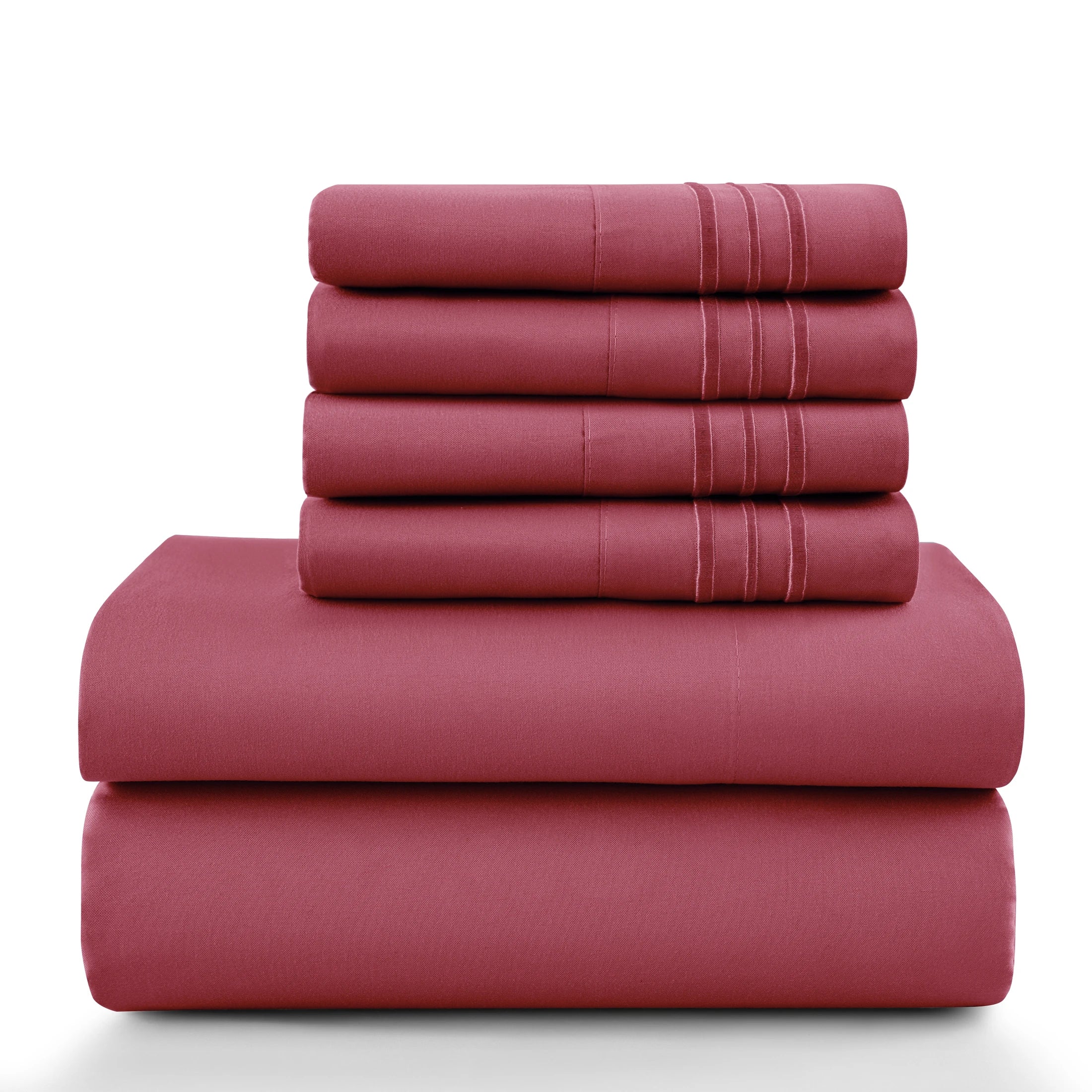 Lux Décor 6Pc Solid Sheet Set – Brushed Microfiber, 16" Deep Pockets, Assorted colors