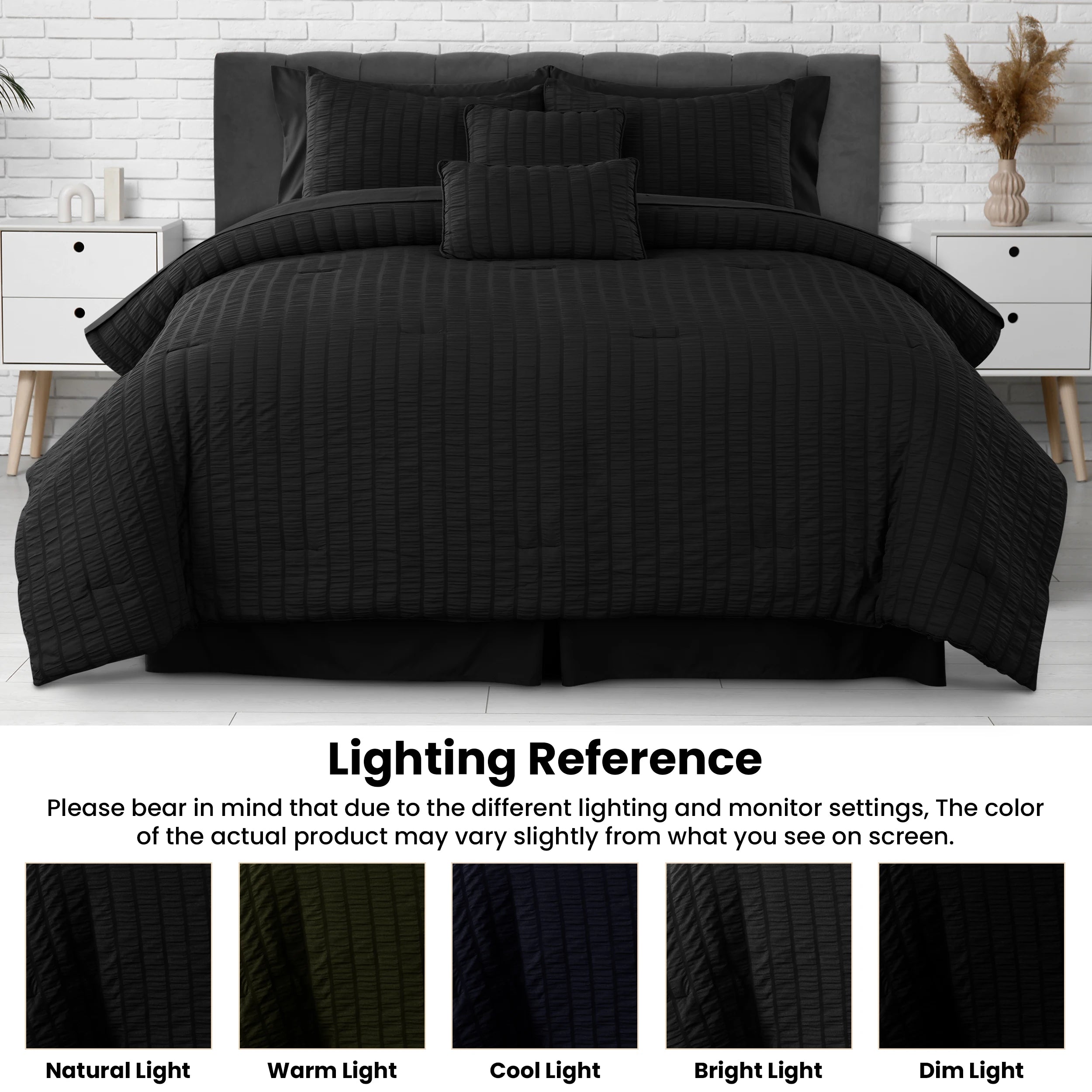 10 Piece Comforter Set, Seersucker Bed in a Bag King Bedding Set - with Sheets