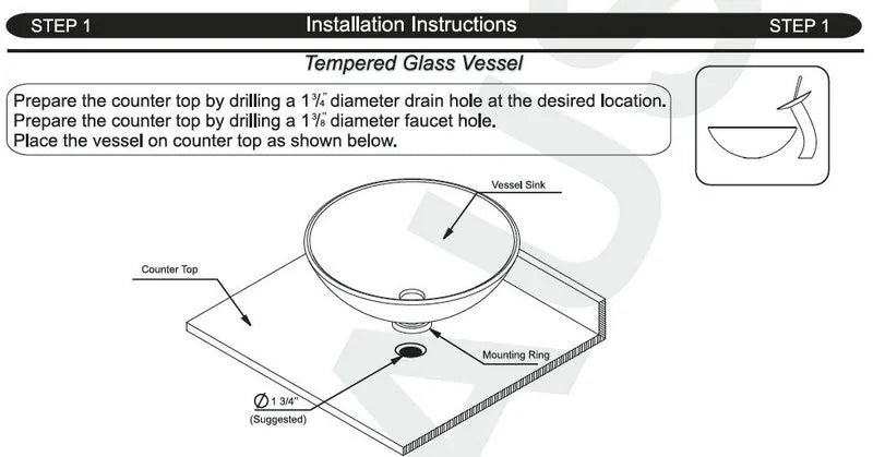 Bathroom Sink Countertop Basin Bowl with Faucet