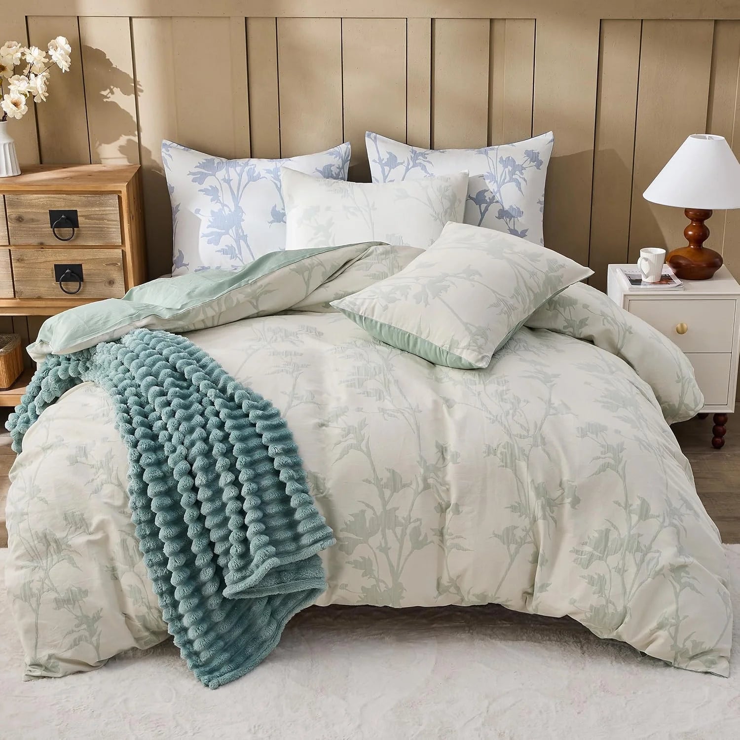 Simple&Opulence Jacquard Duvet Cover Set 3 Pcs  Various Botanical Patterns