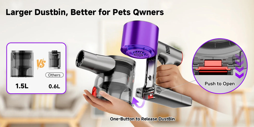 Powerful Cordless Vacuum Cleaner LED Display 45Mins Self Standing