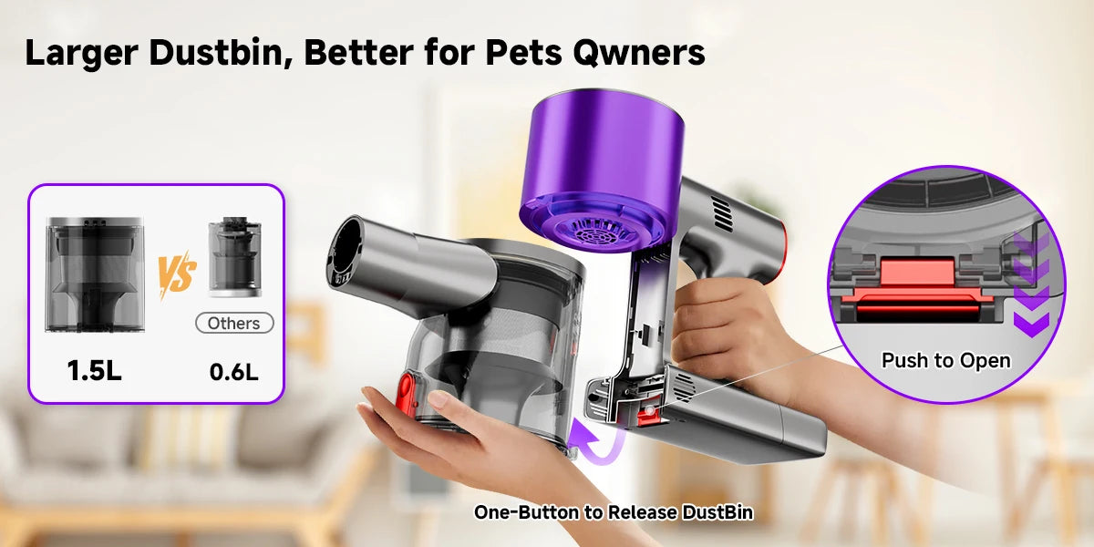 Powerful Cordless Vacuum Cleaner LED Display 45Mins Self Standing