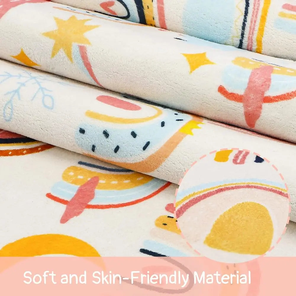 Soft Kids Area Rug, Large Washable Cute Rainbow