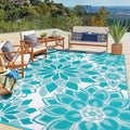 Outdoor Rug For Patio, 8' X 10' Reversible Plastic Straw Area Rugs Mat