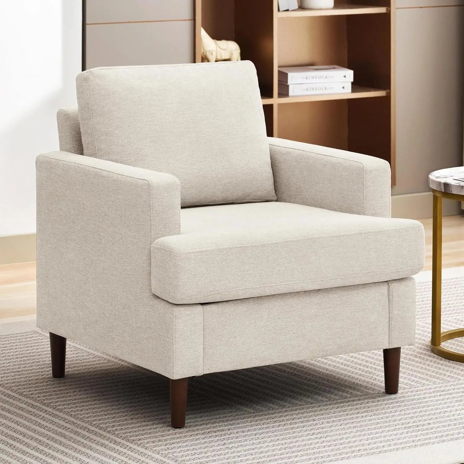 Mid-Century Accent Chair,Modern Linen Fabric Armchair