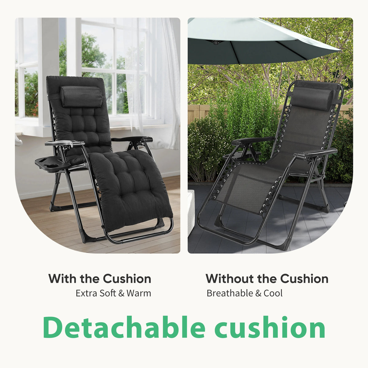 Zero Gravity Recliner Patio Lounge Chair ,Portable with Cup Holders