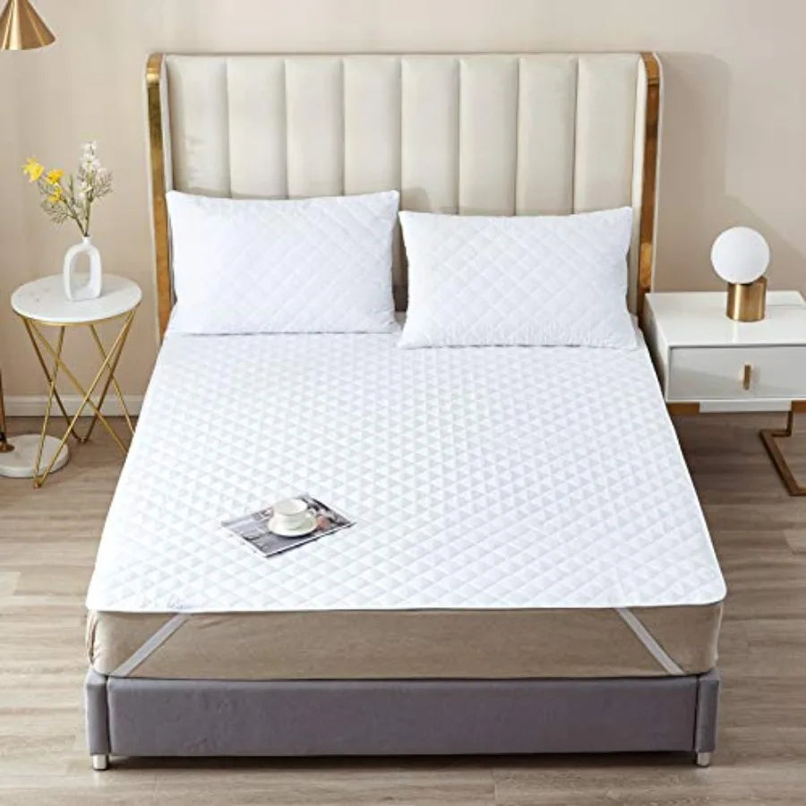 Elif Size Mattress Protector, Waterproof, Quilted Cover Pad Breathable, Vinyl ,See sizes, white