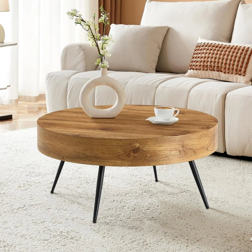 Beautiful Round Coffee Table for Living Room, with Storage