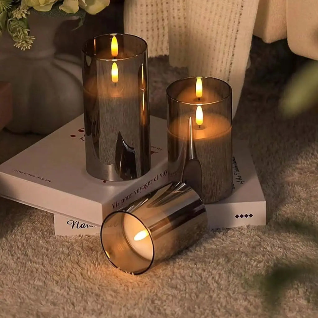 LED Candle Set with Remote Control and Timer — Warm, Flickering Light
