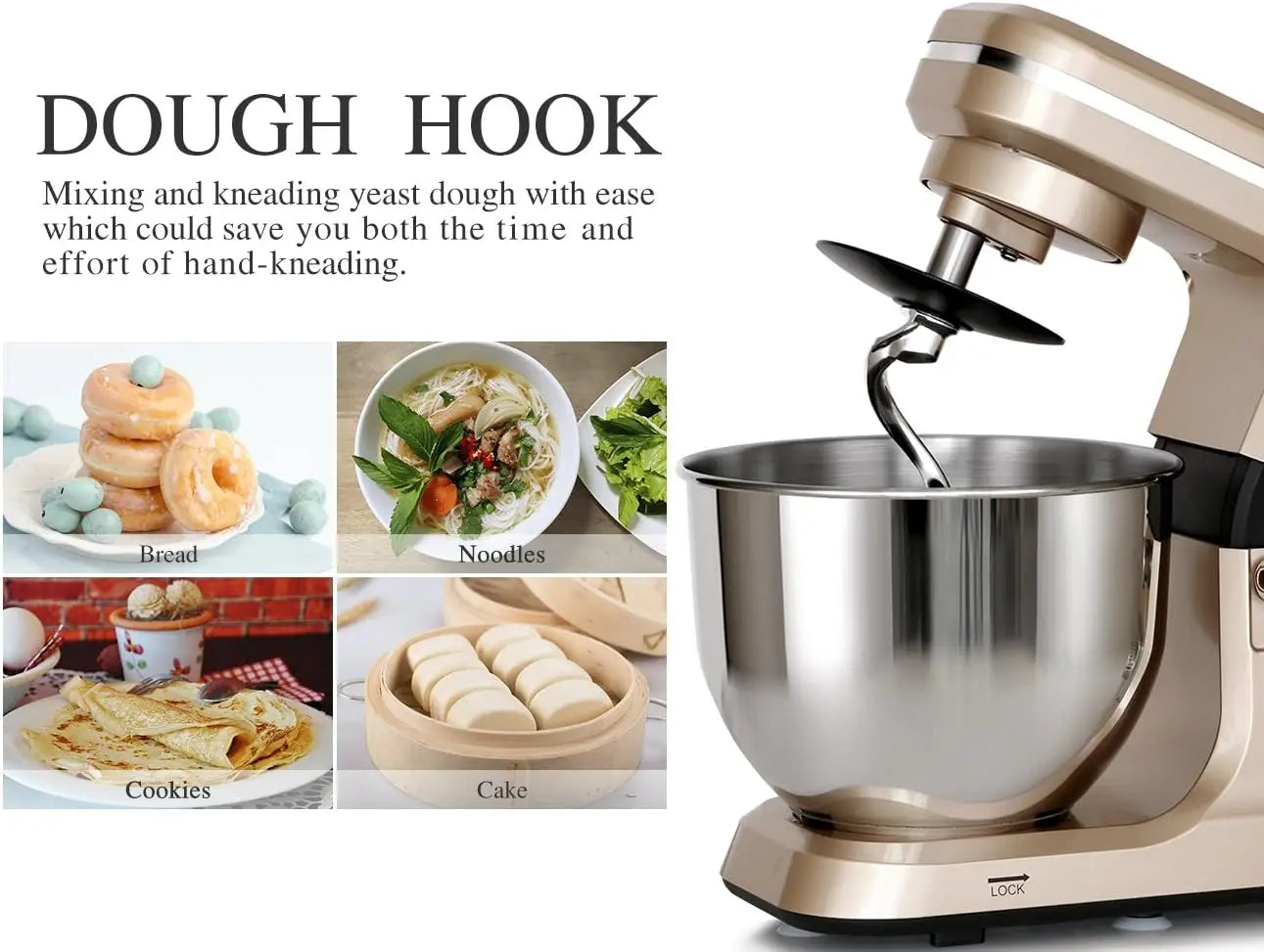 Stand Mixer,5.3-Qt & 500W & 6+P Speed MK36 Tilt-Head Kitchen Electric Food Mixer